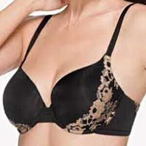 Wacoal Black Lace Opulence Contour Bra 853112 Size 32DD